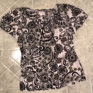 Peaches patterned scrub top